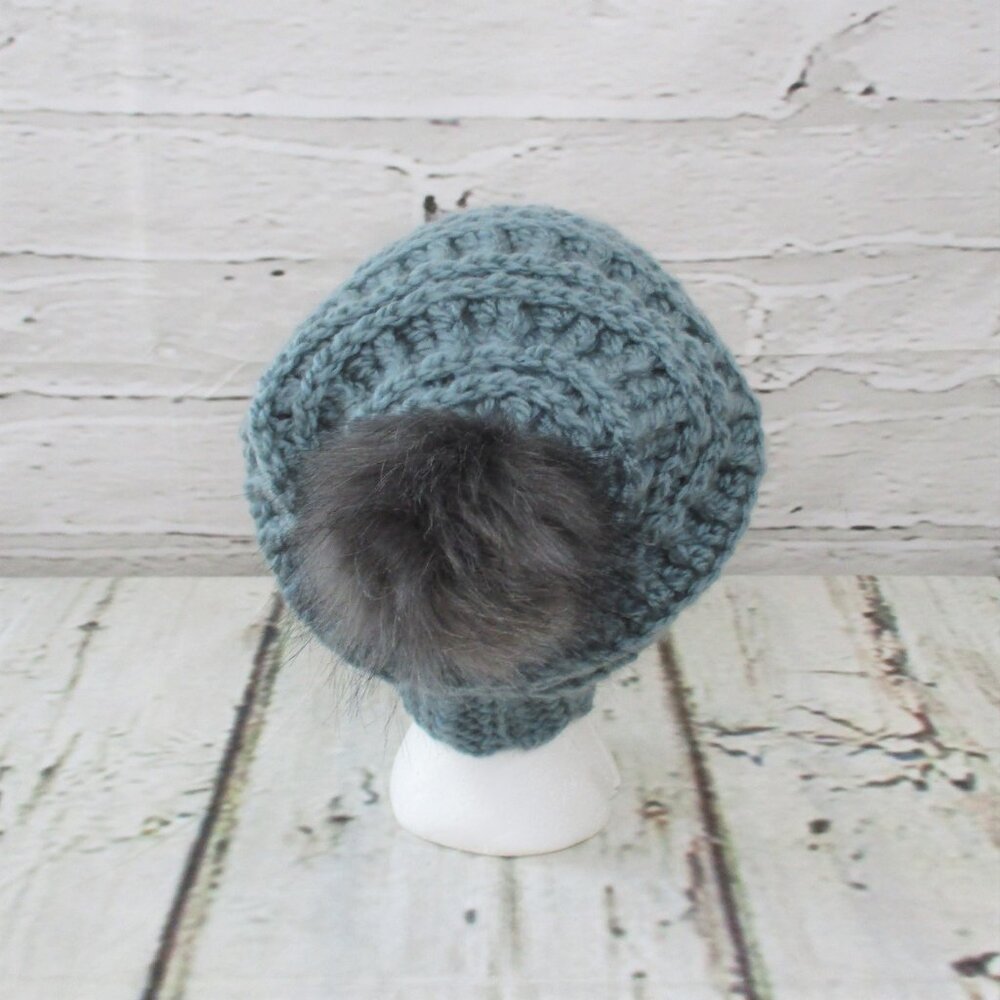 Duncan Street Designs Handcrafted Hat with Faux Fur Pom - Picture 3 of 6